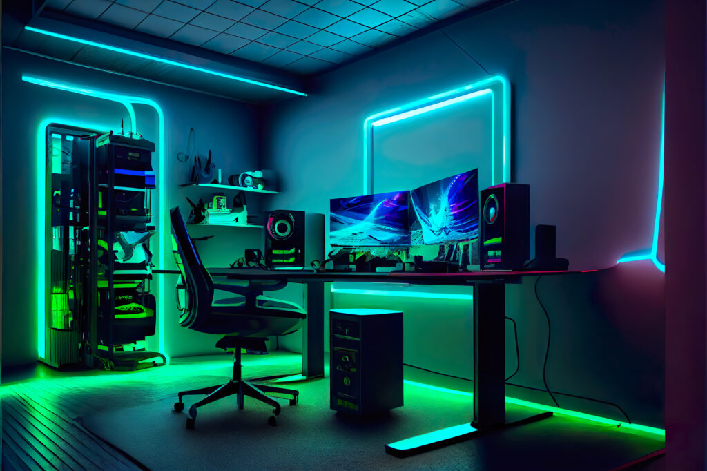 Equipamos espacios con setups personalizados para tu home office o espacio de juego ideal.